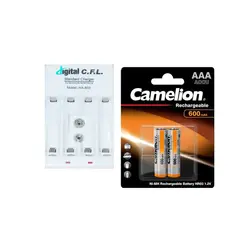 شارژر باتری سی اف ال مدل HA-805 به همراه باتری نیم قلمی قابل شارژ