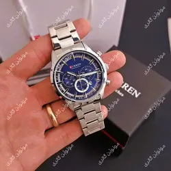 ساعت مچی مردانه کارن 8355 نقره ای-آبی (کورن CURREN) پسرانه زنانه دخترانه هوشمند اسپرت دیجیتال سه موتوره