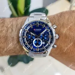 ساعت مچی مردانه کارن 8355 نقره ای-آبی (کورن CURREN) پسرانه زنانه دخترانه هوشمند اسپرت دیجیتال سه موتوره