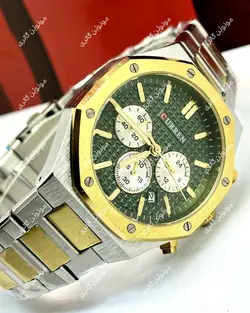 ساعت مچی مردانه کارن 8440 نقره ای-طلایی-سبز (کورن CURREN) پسرانه زنانه دخترانه هوشمند اسپرت دیجیتال سه موتوره