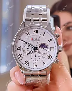 ساعت مچی مردانه کارن 8427 نقره ای-سفید (کورن CURREN) پسرانه زنانه دخترانه هوشمند اسپرت دیجیتال سه موتوره
