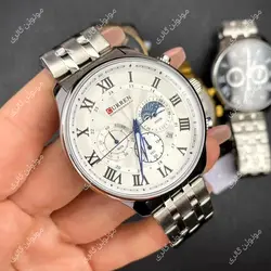 ساعت مچی مردانه کارن 8427 نقره ای-سفید (کورن CURREN) پسرانه زنانه دخترانه هوشمند اسپرت دیجیتال سه موتوره