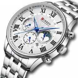 ساعت مچی مردانه کارن 8427 نقره ای-سفید (کورن CURREN) پسرانه زنانه دخترانه هوشمند اسپرت دیجیتال سه موتوره