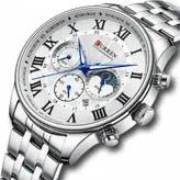 ساعت مچی مردانه کارن 8427 نقره ای-سفید (کورن CURREN) پسرانه زنانه دخترانه هوشمند اسپرت دیجیتال سه موتوره