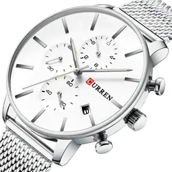 ساعت مچی مردانه کارن 8339 نقره ای (کورن CURREN) پسرانه زنانه دخترانه هوشمند اسپرت دیجیتال سه موتوره