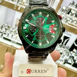 ساعت مچی مردانه کارن 8401 مشکی-سبز (کورن 8401 CURREN) پسرانه زنانه دخترانه هوشمند اسپرت دیجیتال سه موتوره