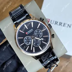 ساعت مچی مردانه کارن 8435 مشکی-رزگلد CURREN سه موتور فعال