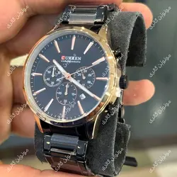 ساعت مچی مردانه کارن 8435 مشکی-رزگلد CURREN سه موتور فعال
