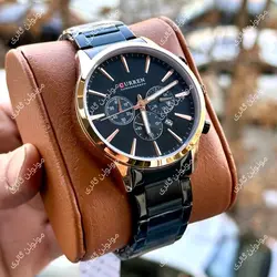 ساعت مچی مردانه کارن 8435 مشکی-رزگلد CURREN سه موتور فعال