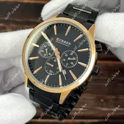 ساعت مچی مردانه کارن 8435 مشکی-رزگلد CURREN سه موتور فعال