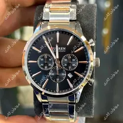 ساعت مچی مردانه کارن 8435 نقره ای-رزگلد-مشکی CURREN سه موتور فعال