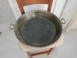 مجمع و سینی قدیمی مسی قاجار 60سانتیمتر سنگین