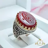 انگشتر خطی مردانه عقیق سرخ با ذکر زیبای یا علی(ع)