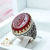 انگشتر خطی مردانه عقیق سرخ با ذکر زیبای یا علی(ع)