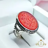 انگشتر خطی مردانه عقیق سرخ خوشرنگ با ذکر امیری حسین و نعم الامیر