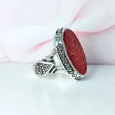 انگشتر خطی مردانه عقیق سرخ خوشرنگ با ذکر امیری حسین و نعم الامیر