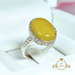 انگشتر زنانه عقیق زرد شرف الشمس با رکاب نقره