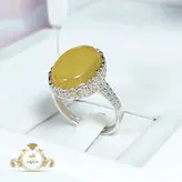 انگشتر زنانه عقیق زرد شرف الشمس با رکاب نقره