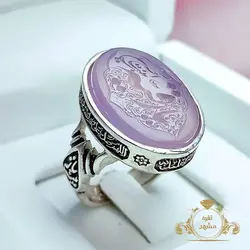 انگشتر خطی مردانه عقیق سوسنی با ذکر یا رقیه(ع)