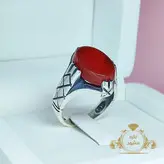 انگشتر مردانه نقره عقیق قرمز چهار چنگ