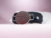 دستبند عقیق سرخ افوض امری الی الله ان الله بصیر بالعباد بند چرمی