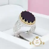 انگشتر عقیق سیاه مردانه طرح ورساچ