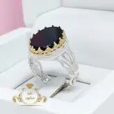 انگشتر عقیق سیاه مردانه طرح ورساچ