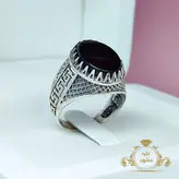 انگشتر عقیق سیاه مردانه طرح ورساچ