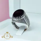 انگشتر عقیق سیاه مردانه طرح ورساچ