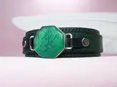 دستبند مردانه چرم یا علی مدد هشت ضلعی