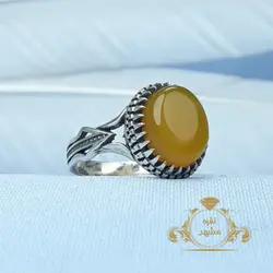 انگشتر مردانه عقیق سبز با حکاکی لیزر