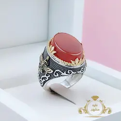 انگشتر فروهر نقره مردانه عقیق سرخ اصل