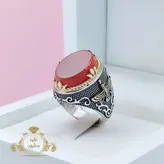 انگشتر فروهر نقره مردانه عقیق سرخ اصل