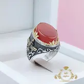 انگشتر فروهر نقره مردانه عقیق سرخ اصل