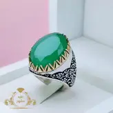 انگشتر عقیق سبز تراش جواهر مردانه