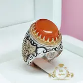 انگشتر عقیق سرخ تراش جواهر مردانه رکاب نقره