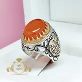انگشتر عقیق سرخ تراش جواهر مردانه رکاب نقره