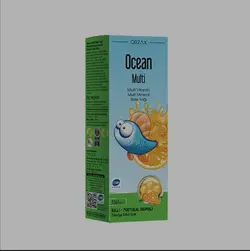شربت مولتی ویتامین با مواد معدنی و امگا۳ Orzax مدل Ocean Multi با طعم پرتقال و عسل حجم ۱۵۰ میل