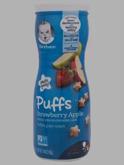 سرلاک اسنکی پاف با طعم سیب و توت فرنگی گربر Gerber حجم 42 گرم