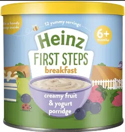 سرلاک هاینز صبحانه فرنی خامه میوه ای و ماست باللی ۶ ماه حجم ۲۴۰گرم