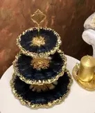 سرویس کامل ظروف رزینی طرح بابونه با ورق طلایی