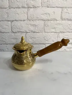 قهوه جوش جذوه جنس برنجی مدل خمره‌ای در دار سایز 2 کاپ