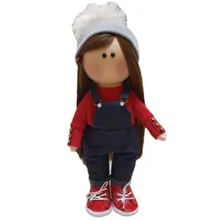 عروسک طرح روسی مدل دختر شلوار پیشبندی کد dg-0010 ارتفاع 30 سانتی متر