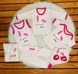 ۵ تیکه نوزادی سرویس باز نوزادی سایز ۱ تا ۳ ارسال رایگان سیسمونی شیک طرح چشمک