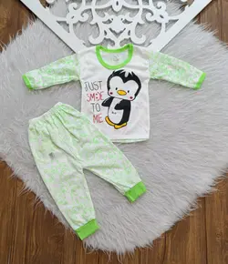 بلوز و شلوار نوزادی اسپرت سایز 1 تا 3 طرح پنگوئن اسپرت دختر و پسر