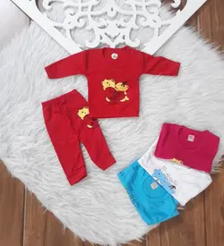 بلوز و شلوار نوزادی لباس تیکه ای نوزادی طرح خرس سایز ۰ تا ۲