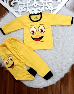 بلوز و شلوار نوزادی سایز ۴ تا ۶ پنبه اعلا طرح لبخند
