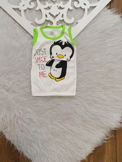 بلوز رکابی نوزادی طرح پنگوئن سایز ۱ تا ۳