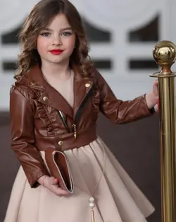 کت و سارافون چرم دخترانه مناسب ۷ تا ۱۱ سال