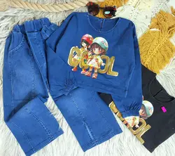 کراپ و شلوار لی دخترانه سایز ۴۰ تا ۵۵